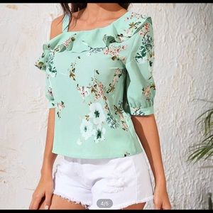 Asymmetrical neck one shoulder blouse